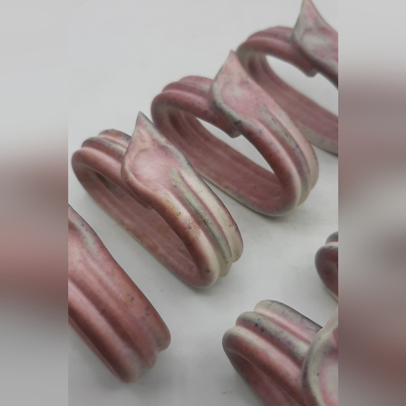 Set of 7 Ceramic Napkin Rings Handmade Abstract Lily Tableware Home Decor - Picture 5 of 5